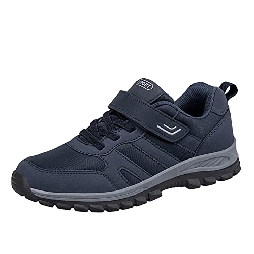 XUEJIANN wasserdichte Schuhe Herren Klettverschluss Herren Paar Schuhe Freizeitschuhe Schnürschuhe Atmungsaktive Mode Flache Freizeitschuhe Wanderschuhe Schuhe Schwarz Herren Sommer (Dark Blue-2, 37) von XUEJIANN