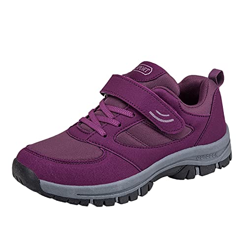 XUEJIANN wasserdichte Schuhe Herren Klettverschluss Herren Paar Schuhe Freizeitschuhe Schnürschuhe Atmungsaktive Mode Flache Freizeitschuhe Wanderschuhe Schuhe Schwarz Herren Sommer (Purple-1, 37) von XUEJIANN