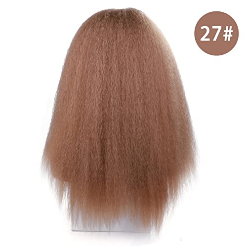 Perücken Langer kinky gerader stirnband synthetische Haarperücken for afroamerikanische Frauen natürlich schwarz 18-22 Zoll Afro Perücke Perücke fasching(Color:1,Size:22inches) von XUJUAN-0227