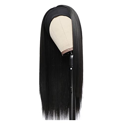 Perücken Long gerade Stirnband Perücken Wärmebeständige synthetische Haarperücken Maschine Mached Perücke for schwarze Frauen Perücke fasching (Size : 28inches) von XUJUAN-0227