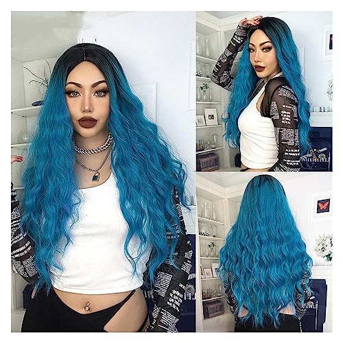 Perücken Natürliche Haar Hitzebeständige Perücken De Mujer Lila Körper Welle Synthetische Perücken for Frauen Lange Cosplay Party Bunte Perücke Perücke fasching (Color : TB2020007-1) von XUJUAN-0227