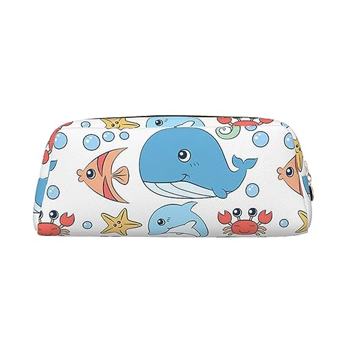 Marine Life Make-up-Tasche Leder Federmäppchen Reise Kulturbeutel Kosmetiktasche Täglich Aufbewahrungstasche für Frauen, gold, Einheitsgröße, Taschen-Organizer von XVBCDFG