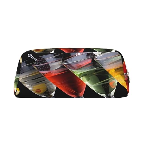 Martini Drink Make-up Tasche Leder Federmäppchen Reise Kulturbeutel Kosmetiktasche Tägliche Aufbewahrungstasche für Frauen, gold, Einheitsgröße, Taschen-Organizer von XVBCDFG