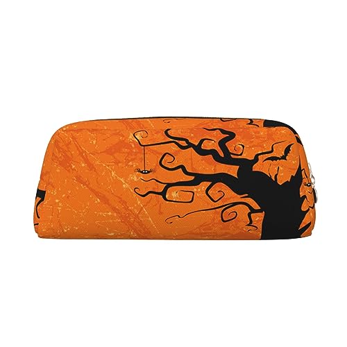 Orange Halloween Party Make-up Tasche Leder Federmäppchen Reise Kulturbeutel Kosmetiktasche Täglich Aufbewahrungstasche für Frauen, gold, Einheitsgröße, Taschen-Organizer von XVBCDFG