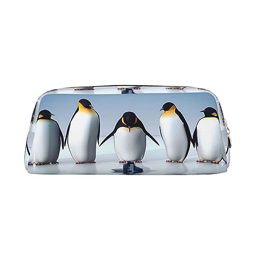 Pinguin Make-up-Tasche Leder Federmäppchen Reise Kulturbeutel Kosmetiktasche tägliche Aufbewahrungstasche für Frauen, gold, Einheitsgröße, Taschen-Organizer von XVBCDFG