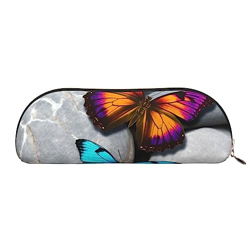 XVBCDFG Bunte Schmetterling Stein gedruckt Bleistift Fall Stehen oben Bleistift Beutel Kleine Bleistifthalter Fall Schreibwaren Organizer Make-up Tasche mit Reißverschluss, gold, Einheitsgröße, von XVBCDFG