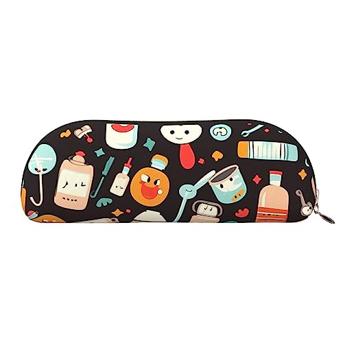 XVBCDFG Cartoon Medizin Muster gedruckt Bleistift Fall Stehen Sie oben Bleistift Beutel Kleine Bleistifthalter Fall Schreibwaren Organizer Make-up Tasche mit Reißverschluss Schließung, gold, von XVBCDFG