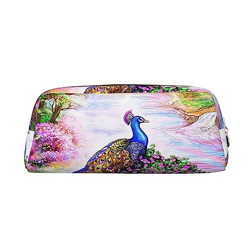 XVBCDFG Federmäppchen mit Pfauen-Motiv, Stand-Up-Bleistift-Beutel, kleiner Bleistift-Halter-Etui, Schreibwaren-Organizer, Make-up-Tasche mit Reißverschluss, gold, Einheitsgröße, Taschen-Organizer von XVBCDFG