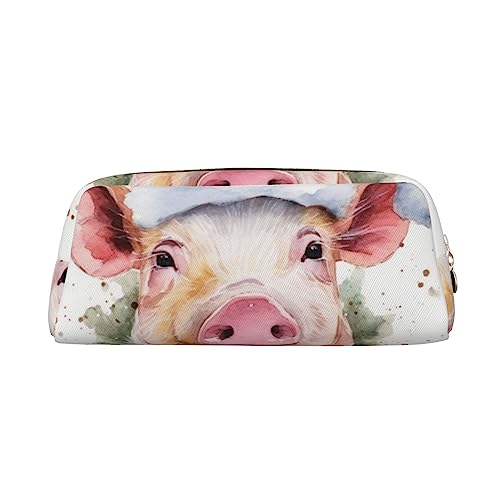 XVBCDFG Federmäppchen mit weihnachtlichem Schwein-Motiv, Stehend, kleine Bleistift-Halter-Etui, Schreibwaren-Organizer, Make-up-Tasche mit Reißverschluss, gold, Einheitsgröße, Taschen-Organizer von XVBCDFG