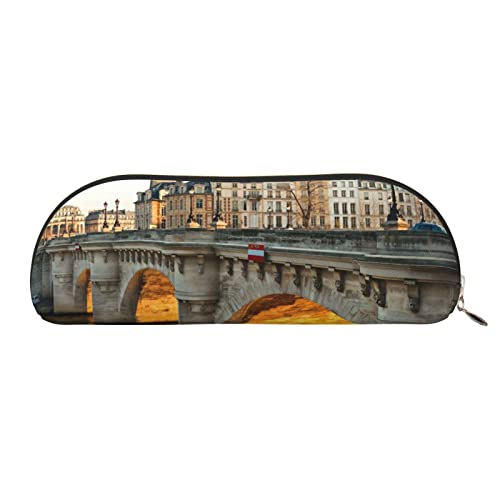 XVBCDFG Federmappe mit Motiv Pont Neuf Paris, Motiv: Landschaft Pont Neuf Paris, stehend, klein, Stiftehalter, Organizer, Make-up-Tasche mit Reißverschluss, gold, Einheitsgröße, Taschen-Organizer von XVBCDFG