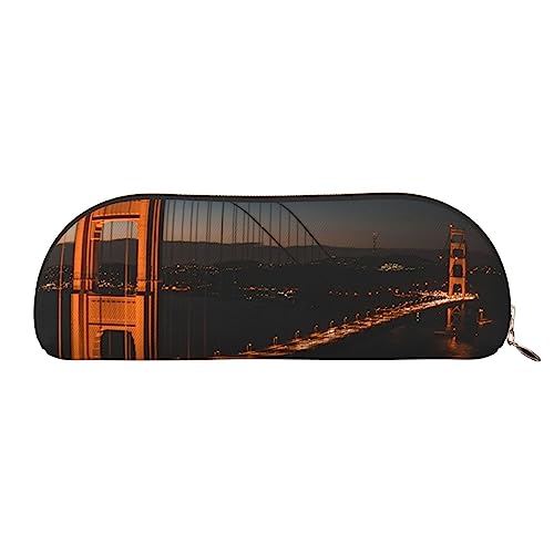 XVBCDFG Golden Gate Bridge Bedrucktes Federmäppchen Stand Up Pencil Pouch Kleine Bleistifthalter Fall Schreibwaren Organizer Make-up-Tasche mit Reißverschluss, gold, Einheitsgröße, Taschen-Organizer von XVBCDFG