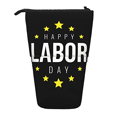 XVBCDFG Happy Labor Day Stehendes Federmäppchen, niedliches Federmäppchen mit großer Kapazität, tragbares Federmäppchen für Damen und Herren, siehe abbildung, Einheitsgröße, Federmäppchen von XVBCDFG