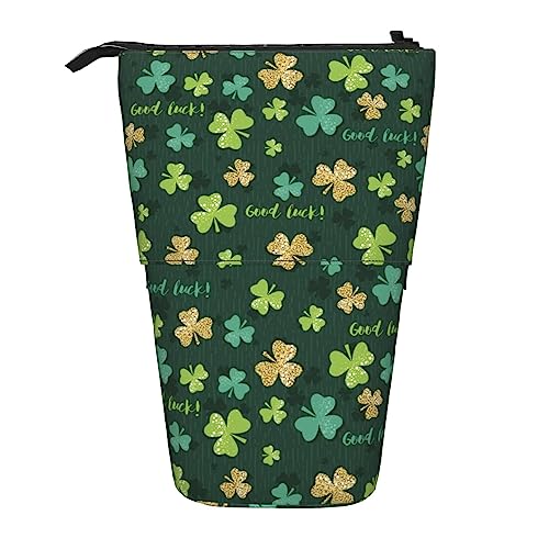 XVBCDFG Happy St. Patrick's Day Standing Pencil Case, Cute Pencil Pouch Large Capacity Pen Case Portable Pencil Bag for Women Men, siehe abbildung, Einheitsgröße, Federmäppchen von XVBCDFG