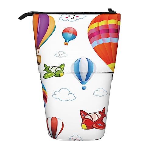 XVBCDFG Hot Balloon Flugzeug und Wolken Drucken Teleskop Federmäppchen Stifthalter Multifunktions Stehen Bleistift Pouch für Frauen Männer, siehe abbildung, Einheitsgröße, Federmäppchen von XVBCDFG