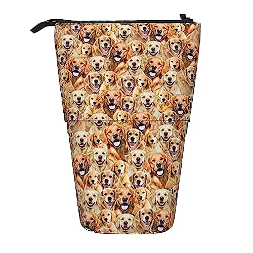 XVBCDFG Labrador Retriever Hunde Drucken Teleskop Federmäppchen Stifthalter Multifunktions Stehen Bleistift Pouch für Frauen Männer, siehe abbildung, Einheitsgröße, Federmäppchen von XVBCDFG