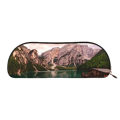 XVBCDFG Lake and Wood Cottage Bedrucktes Federmäppchen Stehende Bleistifttasche Kleine Bleistifthalter Fall Schreibwaren Organizer Make-up-Tasche mit Reißverschluss, gold, Einheitsgröße, von XVBCDFG