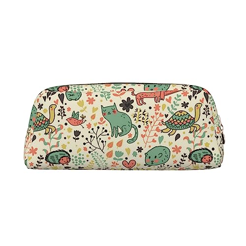 XVBCDFG Lustige Katzen Vögel und Blumen gedruckt Bleistift Fall Stand Up Bleistift Tasche Kleine Bleistifthalter Fall Schreibwaren Organizer Make-up Tasche mit Reißverschluss, gold, Einheitsgröße, von XVBCDFG