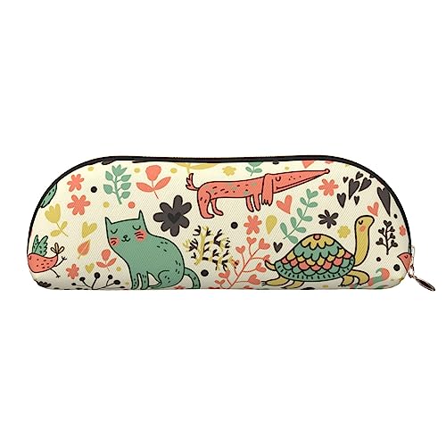 XVBCDFG Lustige Katzen Vögel und Blumen gedruckt Bleistift Fall Stand Up Bleistift Tasche Kleine Bleistifthalter Fall Schreibwaren Organizer Make-up Tasche mit Reißverschluss, gold, Einheitsgröße, von XVBCDFG