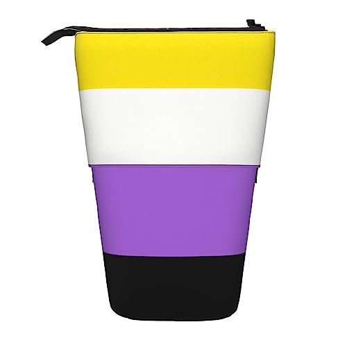 XVBCDFG Non-Binary Pride Flag Standing Pencil Case, Cute Pencil Pouch Large Capacity Pen Case Portable Pencil Bag for Women Men, siehe abbildung, Einheitsgröße, Federmäppchen von XVBCDFG