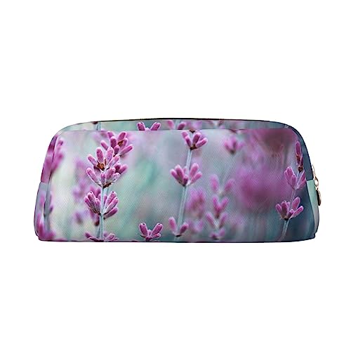 XVBCDFG Parfümiertes Lavendelblumen-Feld-gedrucktes Federmäppchen Steh-Bleistift-Beutel-kleine Bleistift-Halter-Kasten-Schreibwaren-Organizer-Make-up-Tasche mit Reißverschluss, gold, Einheitsgröße, von XVBCDFG