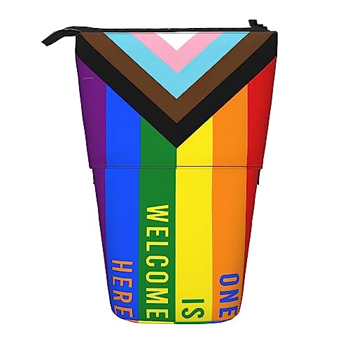 XVBCDFG Pride Month LGBTQ Gay Pride Ally Pattern Standing Pencil Case, Cute Pencil Pouch Large Capacity Pen Case Portable Pencil Bag for Women Men, siehe abbildung, Einheitsgröße, Federmäppchen von XVBCDFG