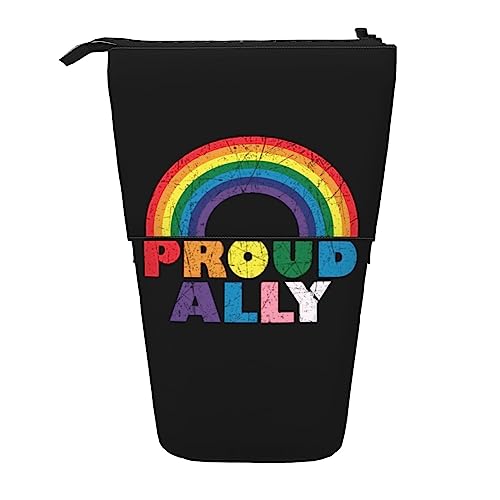 XVBCDFG Pride Month LGBTQ Gay Pride Ally Standing Pencil Case, Cute Pencil Pouch Large Capacity Pen Case Portable Pencil Bag for Women Men, siehe abbildung, Einheitsgröße, Federmäppchen von XVBCDFG