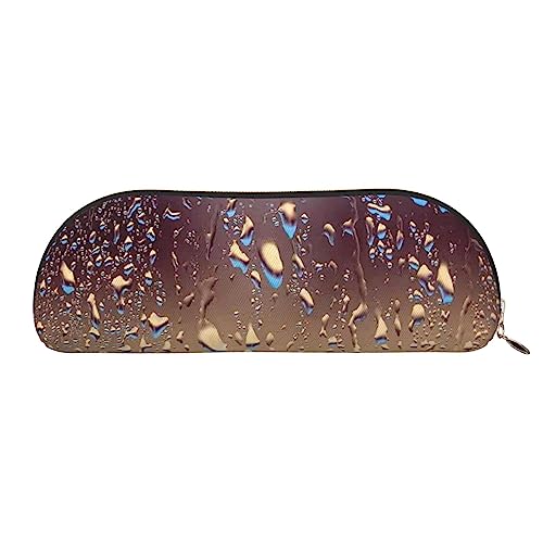 XVBCDFG Regentropfen auf Glas gedruckt Bleistift Fall Stand Up Bleistift Beutel Kleine Bleistifthalter Fall Schreibwaren Organizer Make-up Tasche mit Reißverschluss, gold, Einheitsgröße, von XVBCDFG