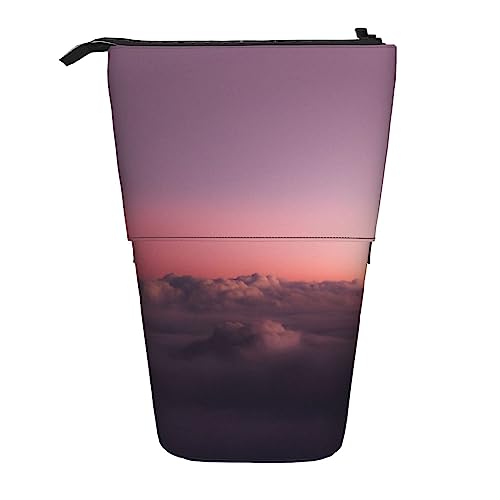 XVBCDFG Rosa Himmel mit Wolken Druck Teleskop Federmäppchen Stifthalter Multifunktions Stehen Bleistift Pouch für Damen Herren, siehe abbildung, Einheitsgröße, Federmäppchen von XVBCDFG