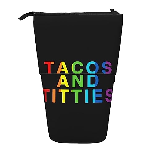 XVBCDFG Tacos and Titties Lustiges Gay Lesbian Pride LGBTQ Stehendes Federmäppchen, niedliches Federmäppchen mit großer Kapazität, tragbares Federmäppchen für Damen und Herren, siehe abbildung, von XVBCDFG