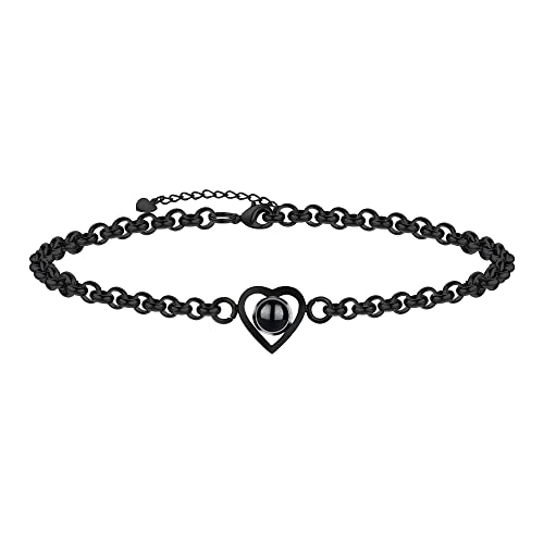 XXTONE Personalisierte Foto Armbänder für Frauen Benutzerdefinierte Herz Armband mit Foto Innen Ich Liebe Dich Armband 100 Sprachen Foto Armband Jahrestag Geburtstag Schmuck Geschenk von XXTONE