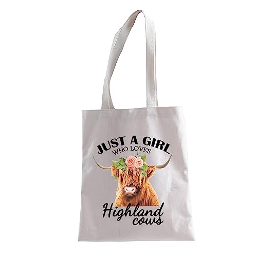 XYANFA Highland Cow Make-up-Tasche Highland Cow Lover Geschenk Bauernhof Girl Just a Girl Who Loves Highland Cows Reißverschlusstasche, Who Loves Highland Cows Tragetasche, modisch von XYANFA