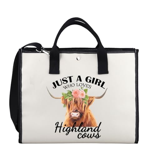 XYANFA Highland Cow Make-up-Tasche mit Reißverschluss, Motiv: Highland Cow Lover, Geschenk, Bauernhofmädchen, Just a Girl Who Loves Highland Cows, Loves Highland Cows Tragetasche 2, modisch von XYANFA