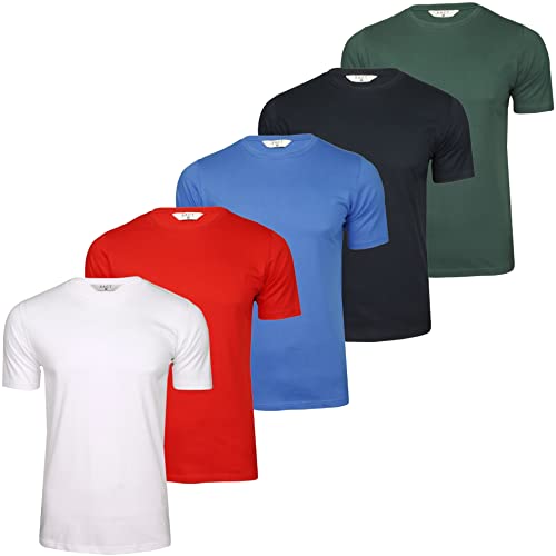 Xact Herren-Basic-T-Shirts mit Rundhalsausschnitt und Baumwolle, 5er-Pack (5-Pack - Navy/Red/Blue/White/Pine) S von Xact