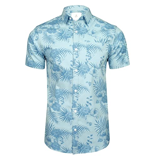 Xact Herren Baumwoll-Hawaii-Blumen-Kurzarmhemd (Yamuna - Dream Blue) XXL von Xact