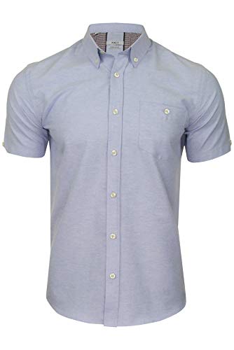 Xact Herren Freizeithemden 'Oxford' Unifarben Polokragen Kurzarm (Sky Blue) M von Xact