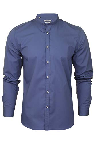 Xact Herren Popeline Grandad-Mandarinkragen Langarmhemd (Dusky Blue) XL von Xact