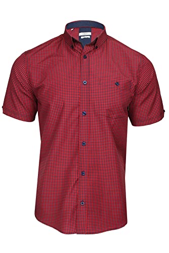 Xact Herren Kurzarmhemd mit Gingham-Karo, Button-Down-Kragen, Normale Passform (Chilli Red/Navy) L von Xact