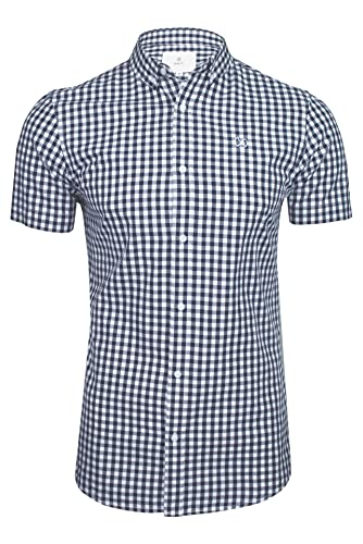 Xact Herren Kurzarmhemd mit Gingham-Karomuster aus Baumwolle (Baritone Blue) M von Xact