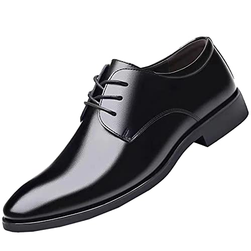 Business Herren Anzugschuhe, Lederschuhe Schnürhalbschuhe Schuhe Smoking Lackleder Hochzeit Leder Schwarz (U3-Black, 42) von Xbemkste