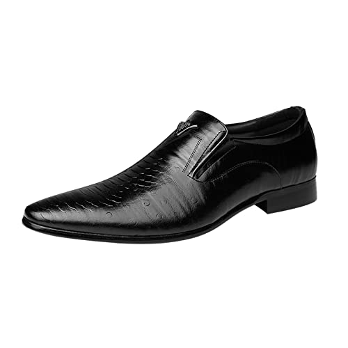 Business Schuhe Herren Herrenschuhe Classic Business Lederschuhe Mode Retro Casual Solid Color Set Square Head Lederschuhe Schuhe Herren Schwarz Herren Business Schuhe (Black, 42) von Xbemkste