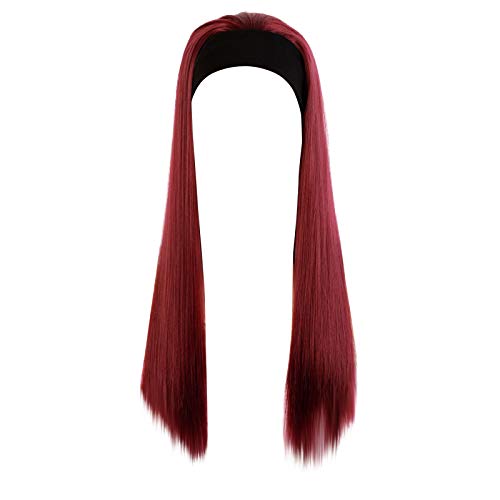 Perücke Damen Festival Zubehör Perücke Haare langes Haarband Kopfschmuck Stirnband chem gerade Kopfbedeckung Perücke Damenperücke Perücke Perücke Herren Festival Gadget (B, One Size) von Xbemkste