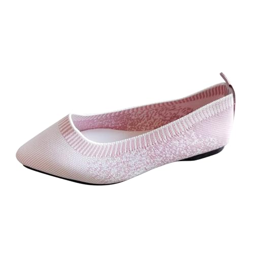 Xbemkste Ballerinas Schuhe Damen Gradient farblich abgestimmt, Spitzer Zehen, Flache Böden, Bequeme Fliegendes Slip on Einzelschuhe Ballettschuhe Damen mit Weiche Sohle (Pink, 37) von Xbemkste