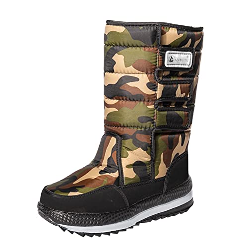 Xbemkste Winterschuhe Herren Herren Paar Stiefel Winter warm und kalt spritzwassergeschützte Wasserhakenschlaufe verdickte Schneestiefel Winterschuhe Herren Outdoor Schuhe Herren (Camouflage, 45) von Xbemkste