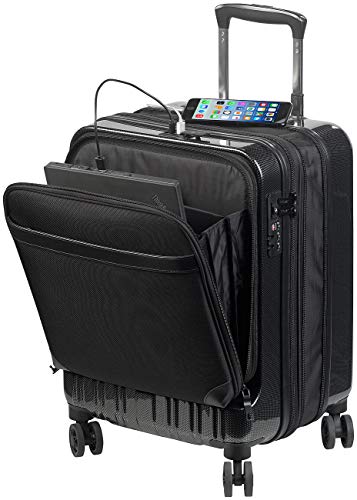 Xcase Koffer mit Dehnfalte: Handgepäck-Trolley mit Dehnfalte, Powerbank-Anschluss, TSA, 34/39 l (Hartschalenkoffer mit Dehnfalte, Handgepäck Koffer mit Dehnfalte, Frauen Geschenkideen) von Xcase