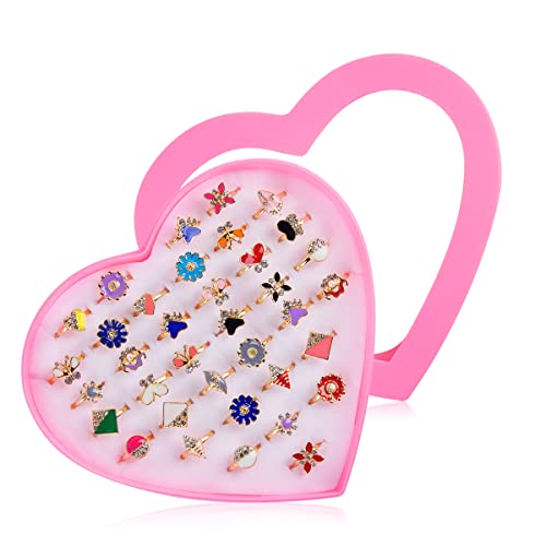 XiXiRan Mädchen Ringe, 36 Stück Kinder Ringe, Kinderringe Prinzessin Set, Kinder Ringe für Mädchen, Ring Kinder Mädchen, Zufälliger Stil Perfekt für Kinder Geburtstag Party Favors (C) von XiXiRan