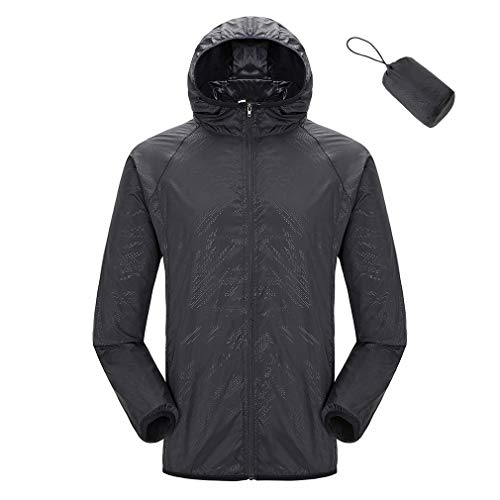 Xiang Ru Unisex Leichte Dünne Fahrradjacke Regenjacke Hoodie Übergangs Sonnenschutz Softshell Jacke 4XL Schwarz von Xiang Ru