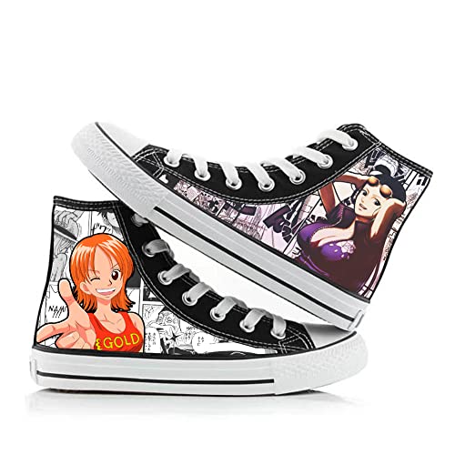 Anime Charakter Affe D. Luffy/Roronoa Zoro Druck Canvas Schuhe High Top Flache Freizeit Sportschuhe für Jungen Mädchen Herren Frauen, Typ 5, 42 EU von Xinchangda