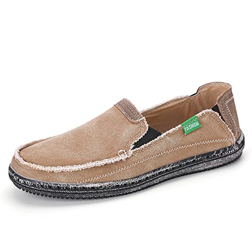 Xinghuanhua Herren Espadrilles Freizeitschuhe Canvas Slip-on Flache Erbsenschuhe Fahrschuhe Bootsdeckschuhe Müßiggänger Mokassin Leichte Atmungsaktiv Sneakers von Xinghuanhua