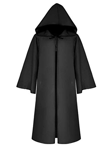 Xinlong Umhang mit Kapuze Halloween Fasching Cape Cosplay Mantel Kostüm Robe für Erwachsene (S (für Höhe: 160-165 cm), schwarz) von Xinlong