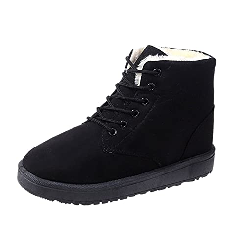 Xmiral Damen Stiefelette Veloursleder Mit Dicken Sohlen Kurze Röhre Plus Samtig Warme Innenhöhe Erhöhende Baumwollschuhe (Schwarz, 39) von Xmiral